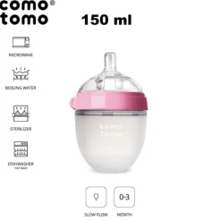 Butelka Antykolkowa Silikonowa Mom's Breast 150 Ml Pink Newborn