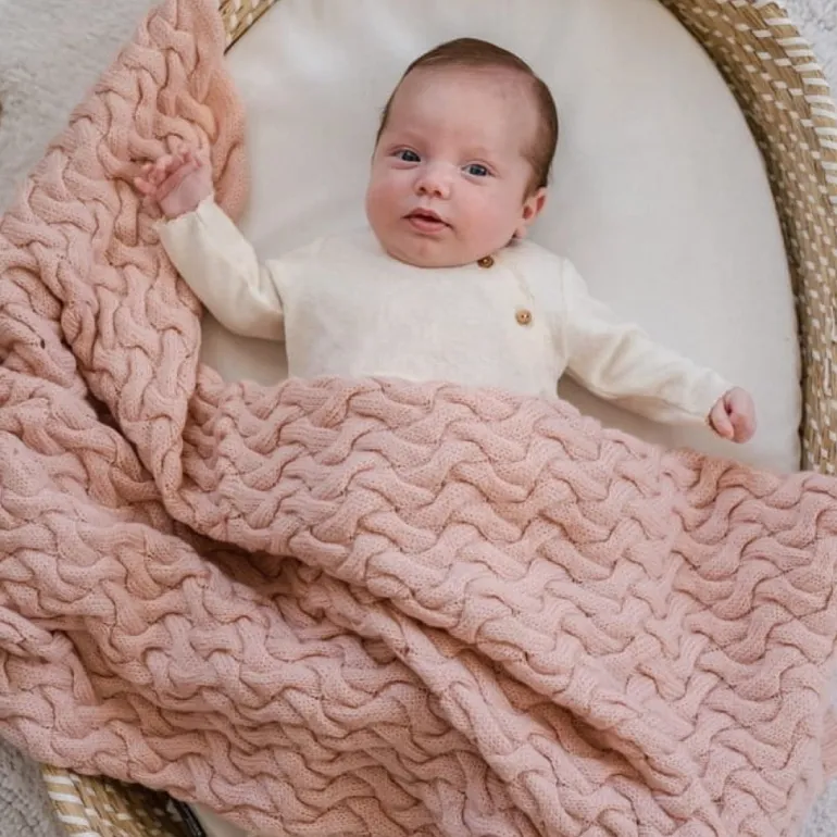 Ciepły Koc Merino 100% Stoned Pink