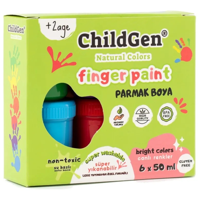 Farby do malowania palcami 6x50ml łatwo Zmywalne