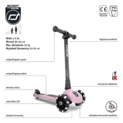 Hulajnoga Trójkołowa dla Dzieci Highwaykick 3 LED 3+ Rose