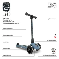 Hulajnoga Trójkołowa dla Dzieci Highwaykick 3 LED 3+ Steel