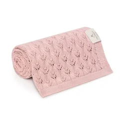 Kocyk Bambusowy Ażurowy Powder Pink