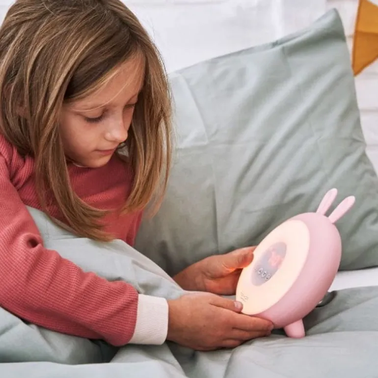 Lampka Led dla Dzieci Budzik Różowy Królik