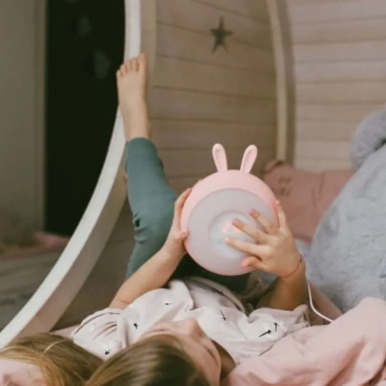 Lampka Led dla Dzieci Budzik Różowy Królik