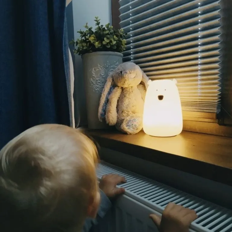 Lampka Led dla Dzieci Silikonowa Miś Duży Biały