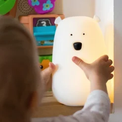 Lampka Led dla Dzieci Silikonowa Miś Biały z Pilotem