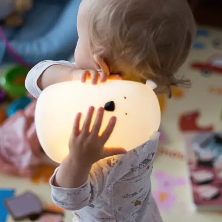 Lampka Led dla Dzieci Silikonowa Miś Biały z Pilotem