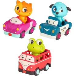 Light Up Cars – zestaw 3 miękkich AUTEK sensorycznych z Pasażerami - Żabką