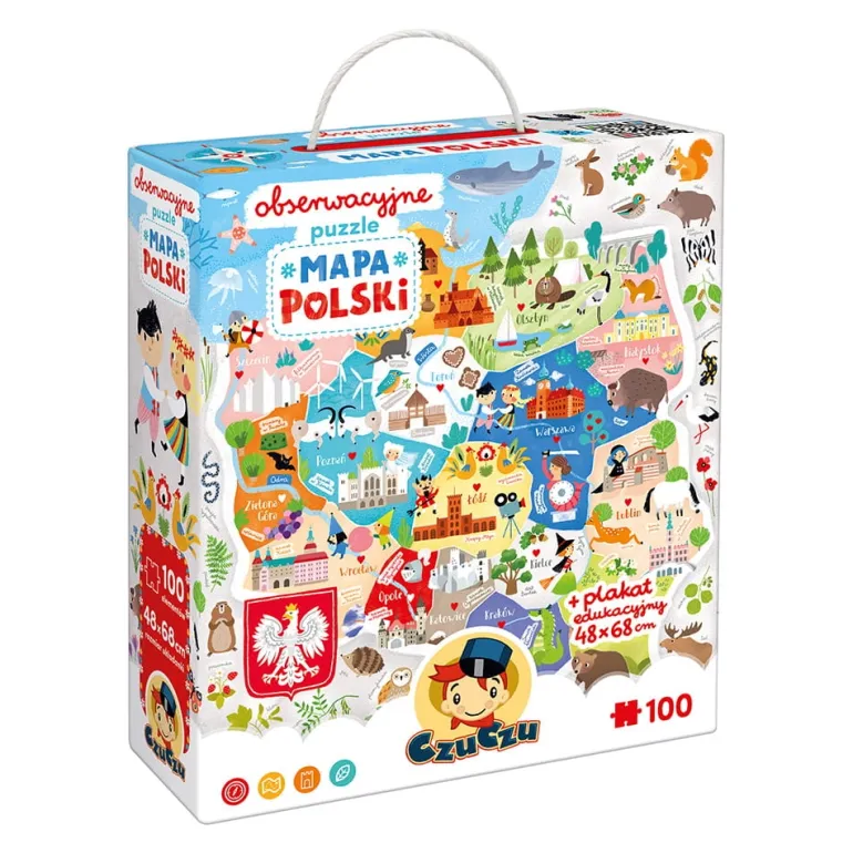 Obserwacyjne puzzle Mapa Polski 100el 5+
