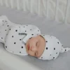 Otulacz dla Niemowlaka z Czapeczką First Step Czarne Kropki