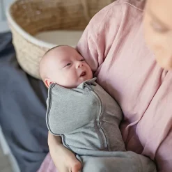 Otulacz dla Niemowlaka z Czapeczką First Step Melanżowy Jasny Szary