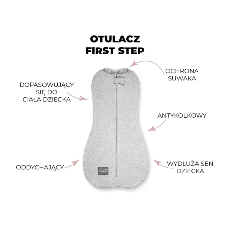 Otulacz dla Niemowlaka z Czapeczką First Step Melanżowy Szary