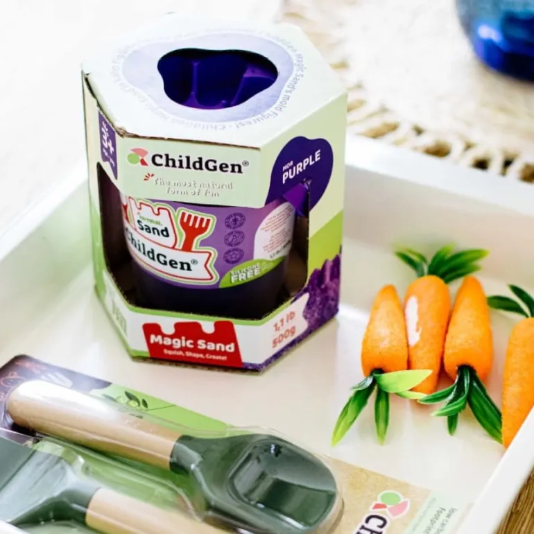 Piasek kinetyczny z foremką 100% Naturalny Fioletowy 500g