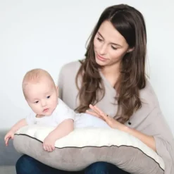 Poduszka do Karmienia Minky Kremowo - Szara