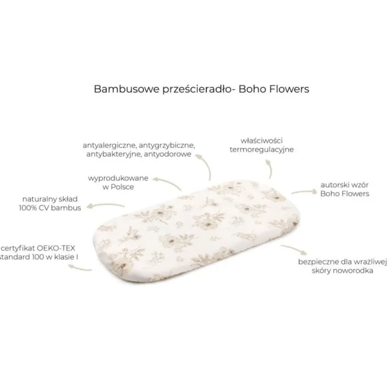 Prześcieradło do Gondoli Bambusowe Boho Flowers