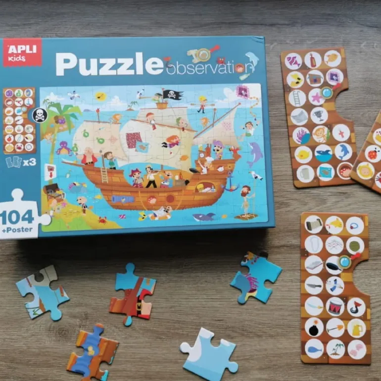 Puzzle dla Dzieci Obserwacyjne Statek Piratów 104 el. 5+
