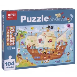 Puzzle dla Dzieci Obserwacyjne Statek Piratów 104 el. 5+
