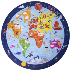 Puzzle dla Dzieci Okrągłe w Tubie Mapa Świata 5+