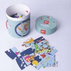 Puzzle dla Dzieci Okrągłe w Tubie Mapa Świata 5+