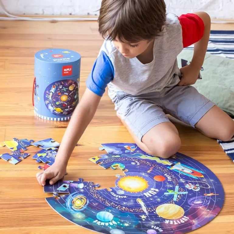 Puzzle dla Dzieci Okrągłe w Tubie Układ Słoneczny 5+