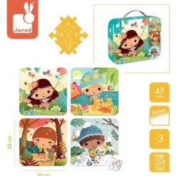 Puzzle dla Dzieci Progresywne w Walizce Pory Roku 4 Układanki 3+