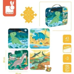 Puzzle dla Dzieci Progresywne w Walizce Dinozaury 4 Układanki 3+