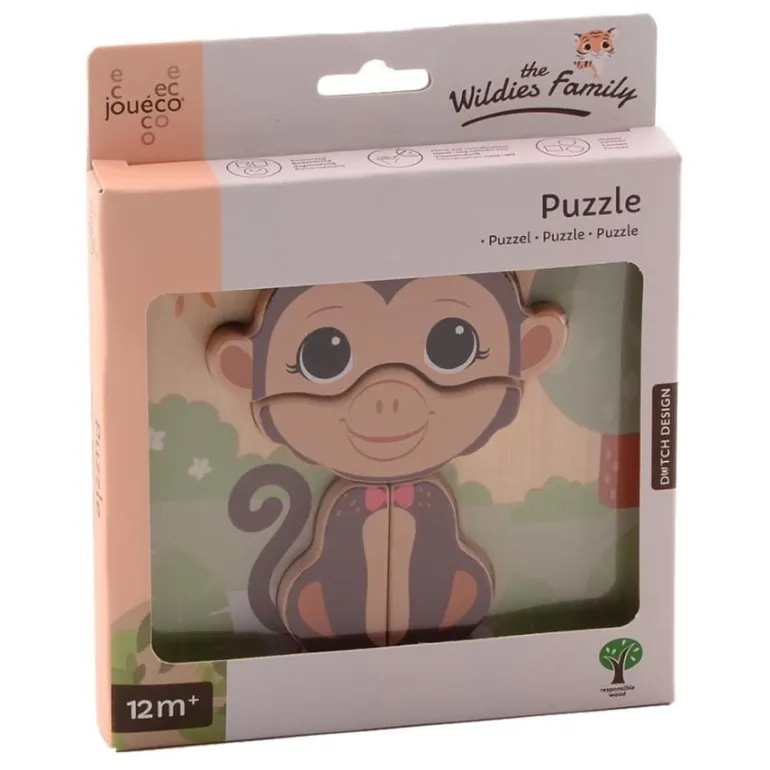 Puzzle Drewniane Małpka The Wildies Family