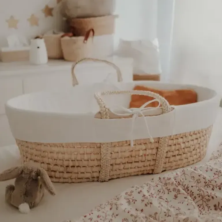 Wyściółka do Kosza Mojżesza Bawełna Organiczna Biała