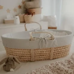 Wyściółka do Kosza Mojżesza Bawełna Organiczna Szara